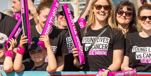 Volunteers at a London Marathon CLIC Sargent cheer point