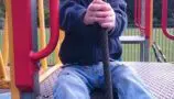 Lucien playing at a park during cancer treatment