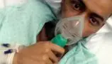 TJ in hospital during his cancer treatment