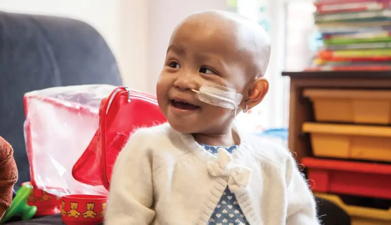 A child having cancer treatment