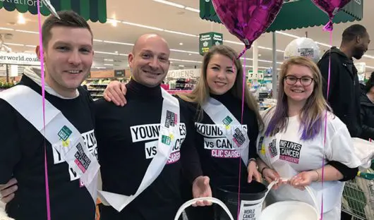 Fundraisers joining Morrisons staff to raise money for CLIC Sargent