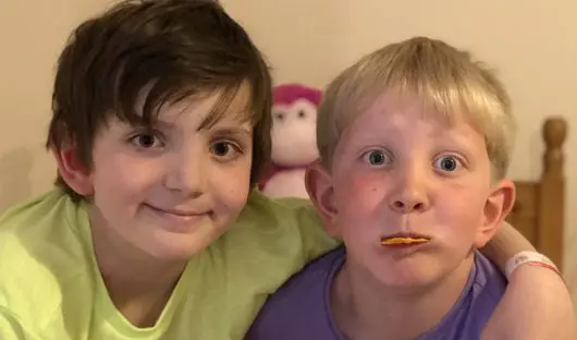 Oliver (left) and his brother Ben when the family were staying at Sam's House in Bristol