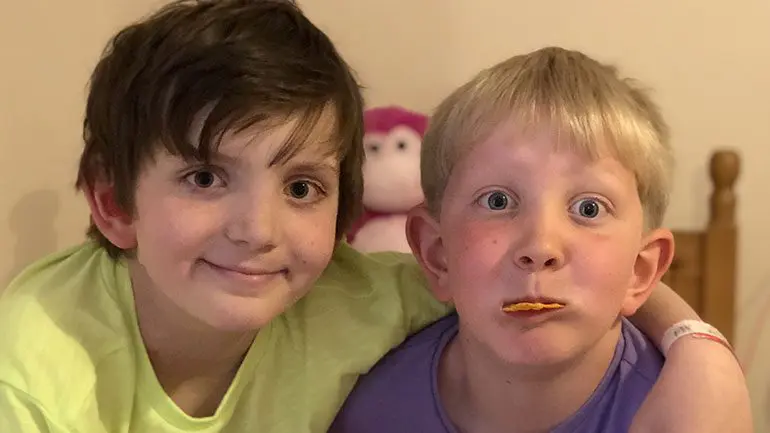 Oliver (left) and his brother Ben when the family were staying at Sam's House in Bristol