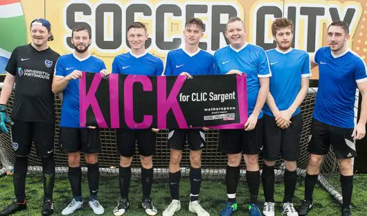 Staff from the Sir John Baker J D Wetherspoon pub in Portsmouth, who won the KICK for CLIC tournament