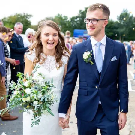 Tom and Amy on their wedding day