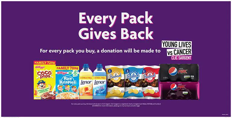 Every Pack Gives Back promotion in Morrisons stores raises money for CLIC Sargent