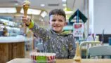 Albie, five, tested out the new Morrisons ice cream