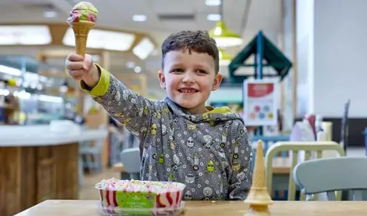 Albie, five, tested out the new Morrisons ice cream