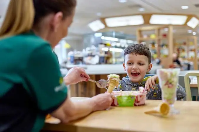 Albie, five, helped develop the new Morrisons Candyfloss and apple flavour ice cream