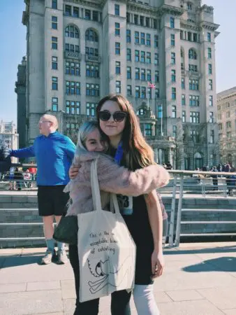 Seren and a friend at Liverpool Half Marathon