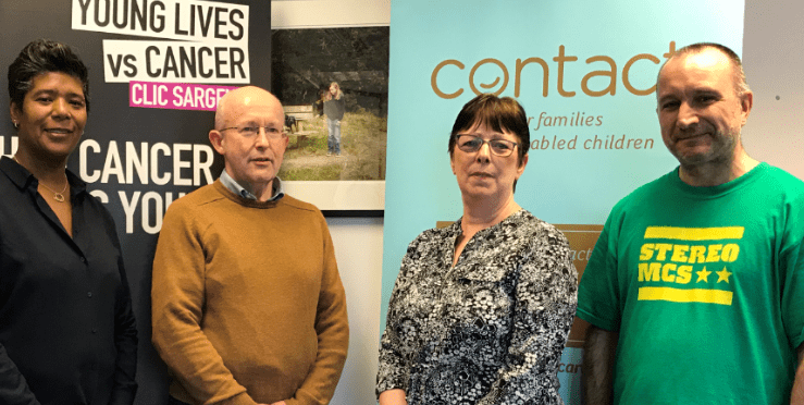 CLIC Sargent and Contact (L-R CLIC Sargent's Michelle Vernon and Andrew Cooper, Contact's Anne Brook and Alex Pook)