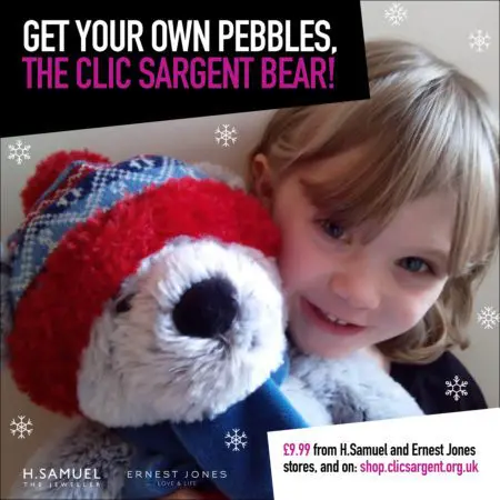 Ruby with her CLIC Sargent bear Pebbles