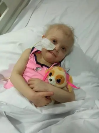 Ruby whilst she was on treatment in hospital