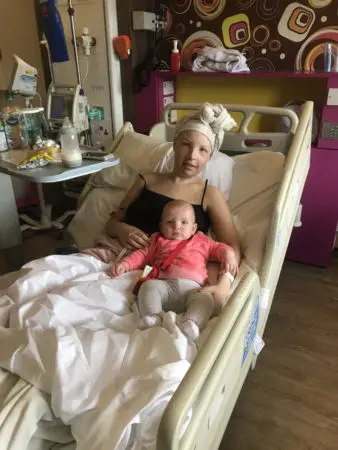 Poppy and Arabella at her last chemo treatment