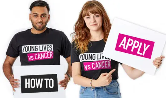 Young people holding sign 'How to apply'