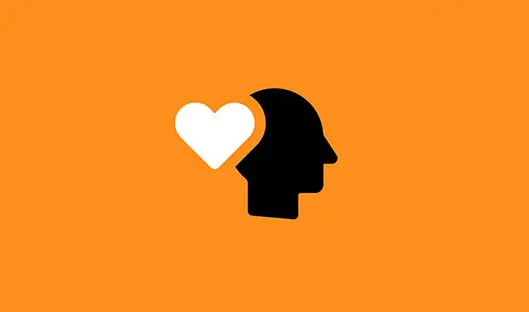 Graphic of heart by a profile of a head