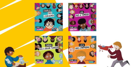 The picture shows the four colourful storybook covers