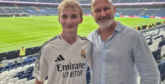 Zane and his dad at Real Madrid stadium