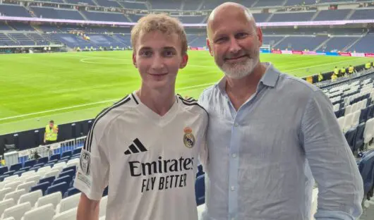 Zane and his dad at Real Madrid stadium