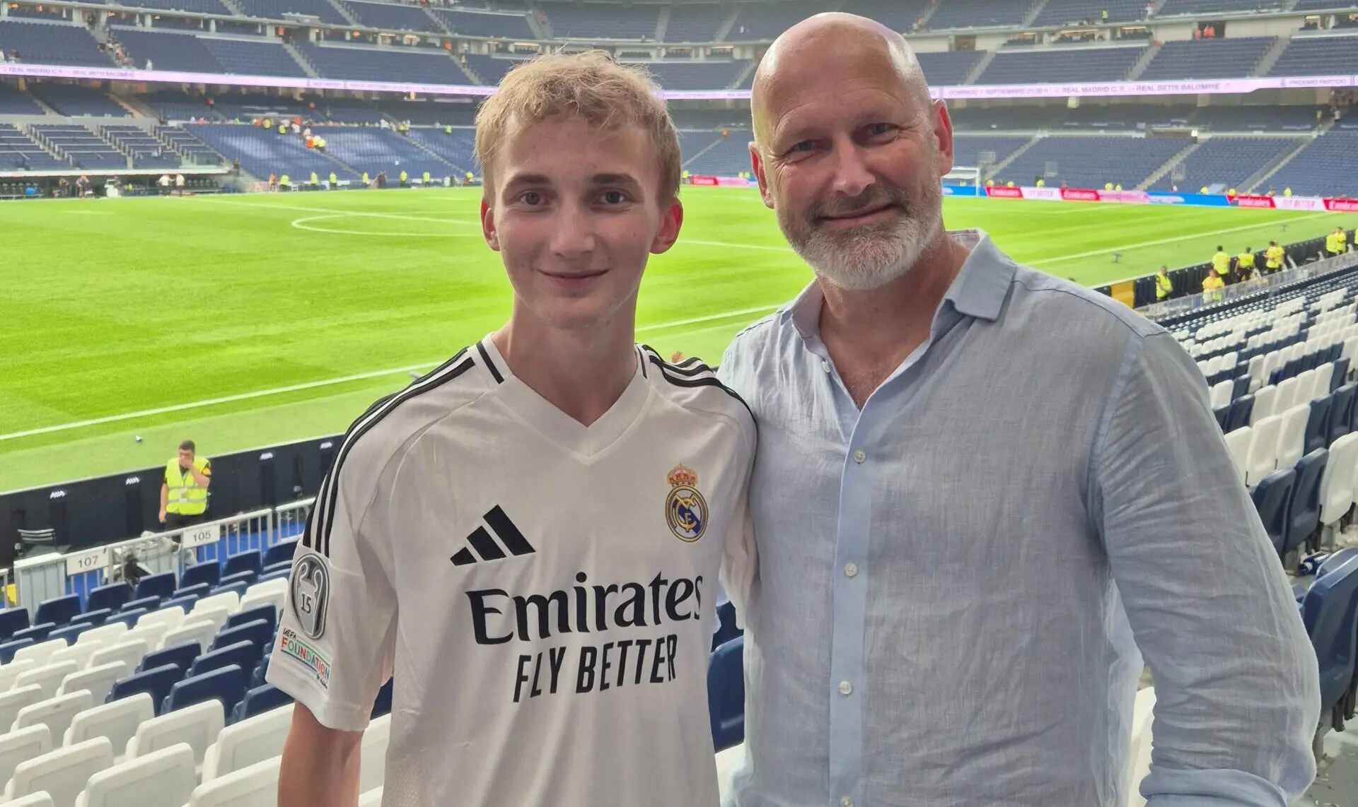 Zane and his dad at Real Madrid stadium