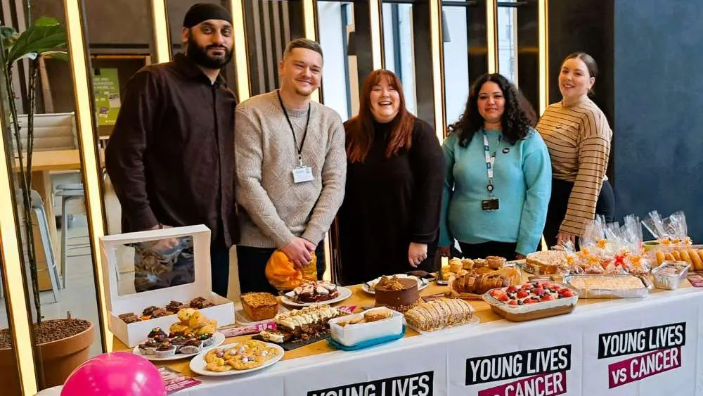 Group of people hosting a bake sale