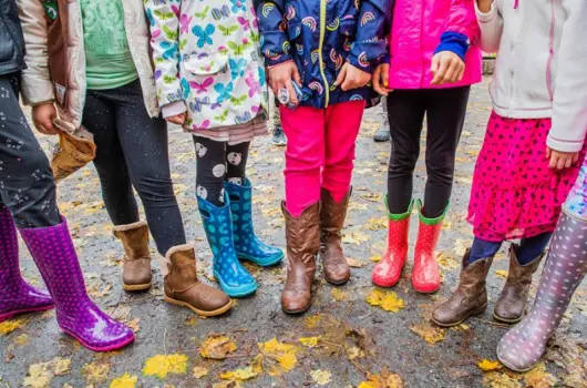 Group of children dressed for a winter walk