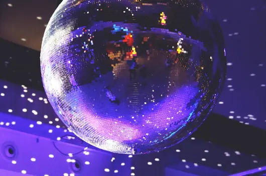 Giant disco ball at a party
