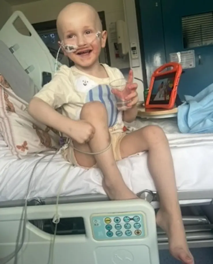 Daithi in hospital during cancer treatment.
