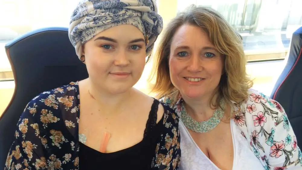 Sarah with Megan during treatment