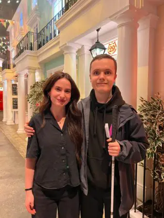 A photograph of 17 year old Jack with Madeleine Harris, who plays Judy Brown in the Paddington films, at the Paddington Experience during his One Big Thank You surprise