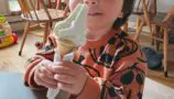Teddy holding an ice cream