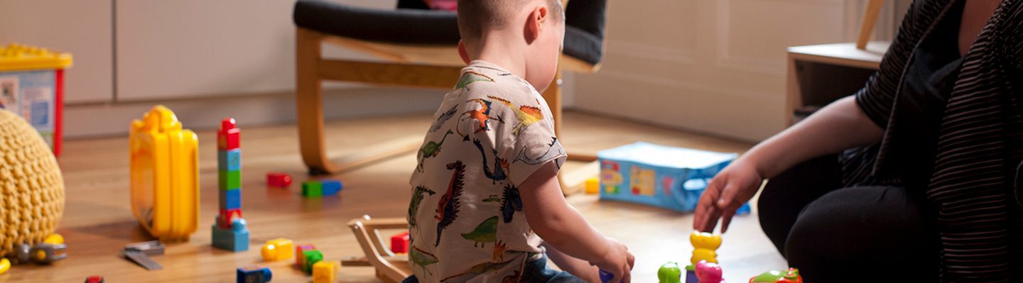 A child playing with toys