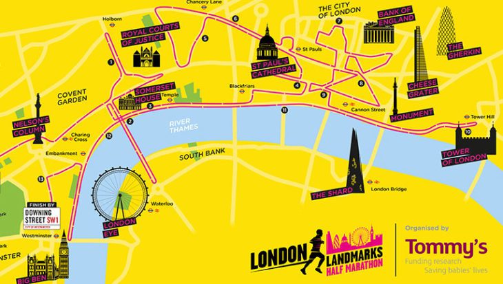 Map of the London Landmarks route