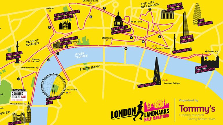 Map Of London Landmarks London Landmarks Half Marathon 2023 - Young Lives Vs Cancer