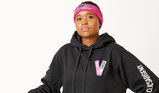 Michaela showing her CLIC Sargent hoody and headband