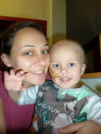 Seb and his mum Natasha during his cancer treatment