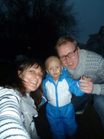 Seb and his family during his cancer treatment