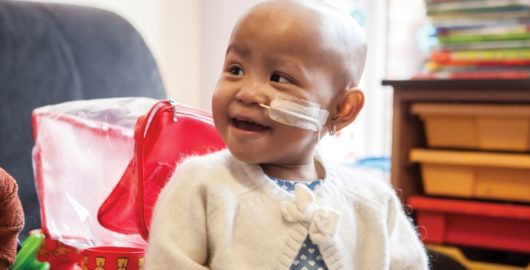 A child having cancer treatment