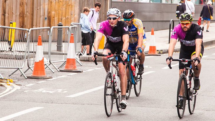 Cyclists taking on the Dulux London Revolution cycling event