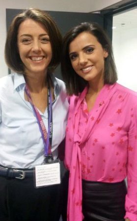 CLIC Sargent's CEO Kate Lee with reality television star Lucy Mecklenburgh