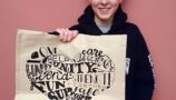 Sam helped design the Morrisons shopper bag for World Cancer Day