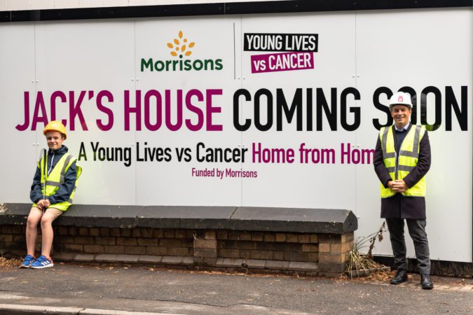 Jack Thompson and Morrisons Group Commercial Director Andy Atkinson outside Jack's House in Manchester