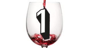 Glass of wine with number 1