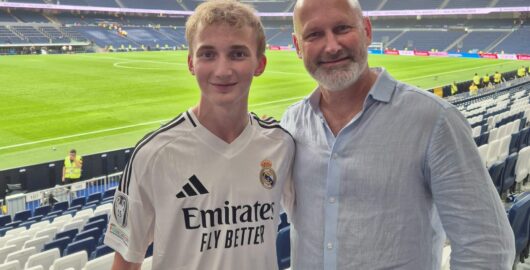 Zane and his dad at Real Madrid stadium
